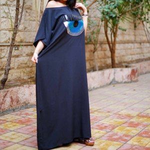 cocktail dress made in egypt with blue eyes